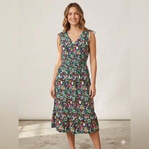 LOFT floral tiered sleeveless dress women’s size medium